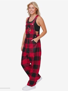 Foco Louisville Cardinals Women's Plaid Bib Overalls